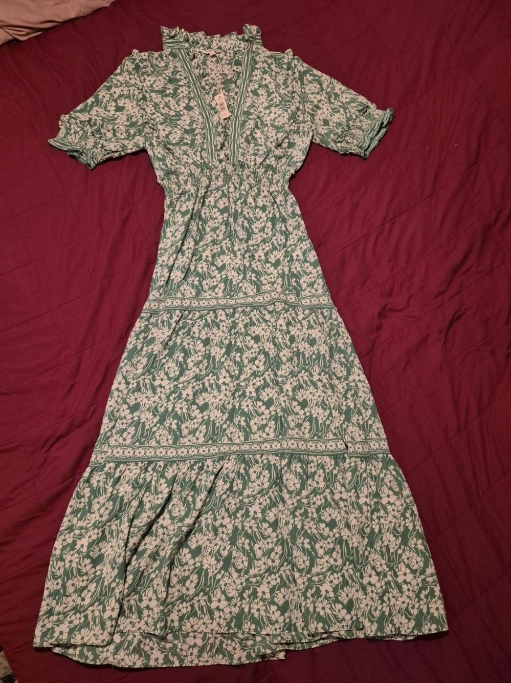 Max Studio Green and White Floral Maxi Dress